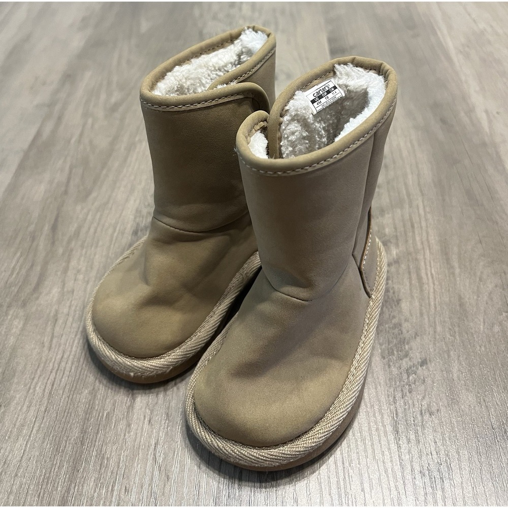 Carters Toddler Girls Boots Sz 4 Faux Suede & Fur‎ Hook & Loop Closure EUC!